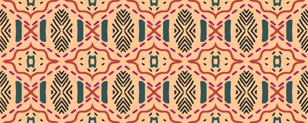 Edepsiz Sanat baskısı. Sonsuz renk. Papirüs Sonsuz Süs. Aztek deseni. Zarif bir el boyası. Indigo, Portakal ve kan taşı. Kireç.