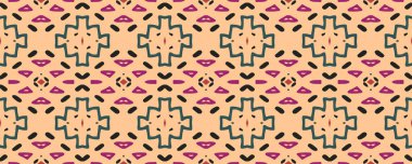 Geometrik desen. Kusursuz bir iz. Hippi Grunge tarzı efekt. Motley Filmi. Büyük Gouache Görüntü. Violet, Orange ve Dark Springs. Sarı.