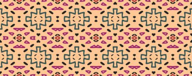 Geometrik baskı. Tone tekrarlanıyor. Suluboya Görüntü Eski Boya. Bohem batik. Güzel Gouache çizimi. Azure, Ruby ve Aqua. Sarı.