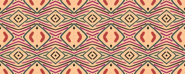 Geometrik baskı. Duvar kağıdını yansıtıyor. Pis kâğıt Grunge Stili Efekti. Afrika stili. Güzel mürekkep. Mavi, turuncu ve kırmızı. Sarı.