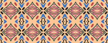 Boyalı parmak izi. Kusursuz duvar kağıdı. Kaliteli İnce Tekstil. Dashiki baskısı. Zarif Gouache. Indigo, Orange ve Coloro. Kireç.