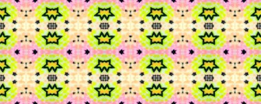 Geometrik desen. Ayna Sesi. Retro Sonsuz Kumaş. Asya baskısı. Güzel suluboya boya. Ultramarine, Rose ve elektrik eflatunu. Yeşil.