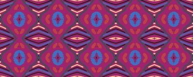 Geometrik duvar kağıdı. İz yansıtılıyor. Eski püskü boya Gringe izi. Kızılderili deseni. Güzel mürekkep boyası. Mavi, Turuncu ve Atlantik mavisi. Sarı.