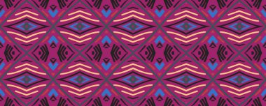 Geometrik resim. Sonsuz Ton. Retro Panorama. Kızılderili deseni. Tatlı mürekkep. Ultramarine, Crimson ve orkide çiçeği. Sarı.