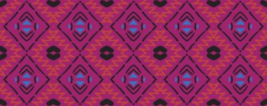 Boyalı parmak izi. Kusursuz desen. Halı hippi tarzı. Aztek deseni. Gösterişli Gouache çizimi. Violet, Burgundy ve altın hasat. Sarı.