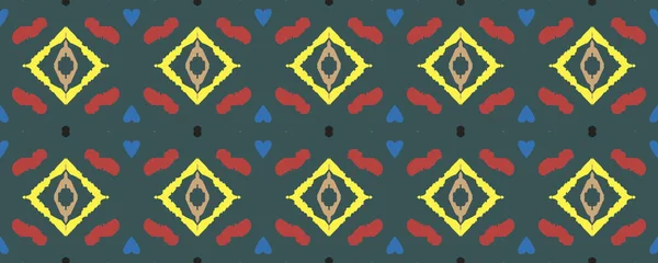 Patrón Geométrico Color Espejo Textil Vieja Escuela Ikat Motley Print —  Fotos de Stock