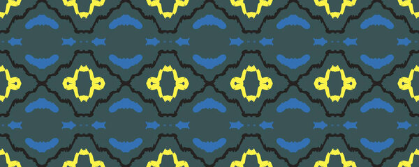 Geometric wallpaper. Reflecting color. Shabby paint Textile. Aztec pattern. Posh Gouache paint. Fair, Rose and atlantic blue. Yellow.