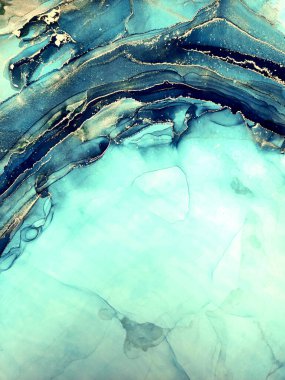 Mavi soyut. Lacivert, beyaz ve altın benekli. Okyanus suyu deseni. Su Mürekkebi elementleri. Aquamarine Streaks mürekkebi çizildi. Alkol Mürekkebi Pigmenti. Alkol Çizimi.