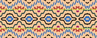 Patchwork için kusursuz bir yer. Gökyüzü, Pembe ve Kahverengi Kömürlü Lekeler. Aquarelle Kızılderili Etkisi. Kabile Rug Dekorasyon Tarzı. Renkli Boho ikat.