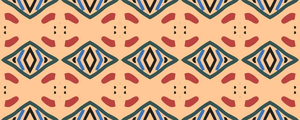 Ikat Seamless Pattern Небо Маджента Браун Колір Деревом Aquarelle Aztec — стокове фото