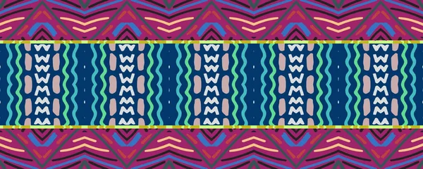 Ikat Sfondo Senza Soluzione Continuità Blu Navy Magenta Macchie Marroni — Foto Stock