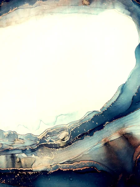 色彩斑斓的纹理青 金颜料 透明的云雾喷射 水墨线 水瓶座喷涂手绘油漆 酒精水墨条纹 云彩巨浪 — 图库照片