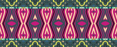 Ikat Seamless Pattern. Navy blue, Pink and Brown Strips with Black. Wash Drawing Asian Old Texture. Tribal Cloth Decor Grunge Texture. Colorful Graphic ikat.