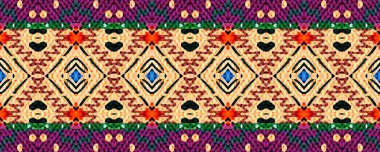 Ikat Seamless Wallpaper. Sky, Purple and Brown color with Black. Aquarelle Shibori Folk Design. Traditional Carpet Decor Decor. Colorful Colorful ikat.