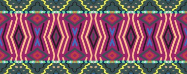 Ikat Seamless for Patchwork. Blue, Scarlet and White Lines with Charcoal. Watercolor Indonesian Grunge Texture. Tie Dye Pillow Decor Decor. Colorful Dirty Art ikat.