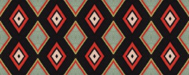 Seamless Volume Winter Textile. Russian Decorative Background. Deer Style Folk Style. Handmade Native Knitted Pattern. Bright Bandage Wallpaper.