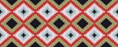 Seamless Volume Cozy Style. Russian New Year Picture. Gnome Style Rustic Background. Comfortable Scandinavian Knitted Pattern. Bright Warm Weaving.