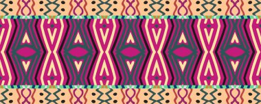 Kusursuz desen Ikat. Mavi, pembe ve kömürlü beyaz lekeler. Kova Asya Motifi. Vintage Rug Dekor Sonsuz Kumaş. Renkli El Çizim Bölgesi.