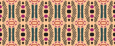 Kusursuz Strip filmi. Lacivert, Magenta ve Kömürlü Beyaz Lekeler. Aquarelle Hint eski dokusu. Kabile Halı Dekoru Motifi. Renkli Bohem Bölgesi.