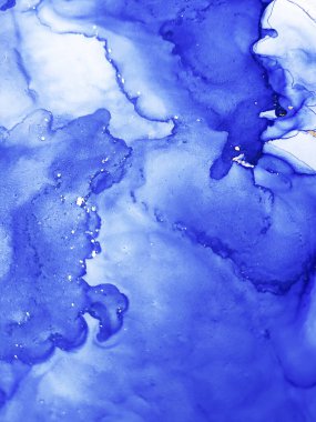 Bulutlar Macro. Su Sapphirine, Beyaz ve Altın Damlaları. Mürekkep duvar kağıdı. Aquamarine Leke Suluboya. Tsunami Sputter 'ı vurdu. Alkol Mürekkebi Çizgileri. Alkol Özeti.