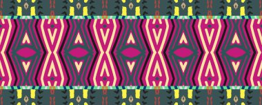 Kusursuz Strip filmi. İndigo, Rose ve White elementleri Gray ile. Suluboya Hint Dekoru. Boho Rug Dekor Motifi. Renkli Tie Dye ikat.