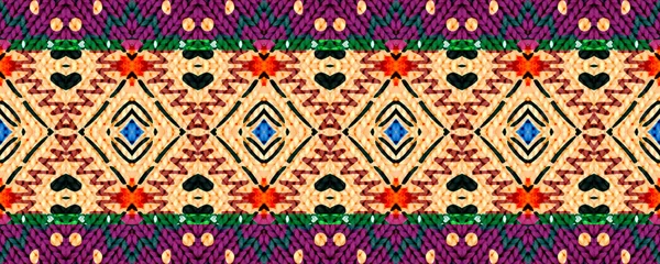 Ikat无缝壁纸 紫色和棕色与黑色 Aquarelle Shibori民俗设计 传统的地毯装饰 色彩艳丽的唱片集 — 图库照片