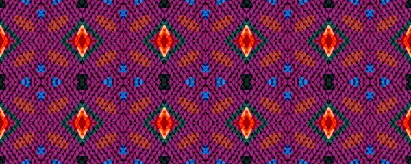 Ikat Seamless Pattern Blaue Magenta Und Weiße Streifen Mit Schwarz — Stockfoto