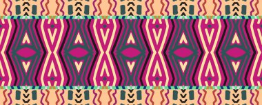 Ikat Seamless Wallpaper. Indigo, Magenta and White Lines with Black. Aquarelle African Decor. Tribal Diverse Decor Grunge Style. Colorful Rainbow ikat.