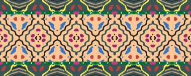 Ikat Seamless for Patchwork. Indigo, Rose and White Tones with Black. Watercolor Asian Folk Design. Vintage Diverse Decor Dirty paper. Colorful Tie Dye ikat.