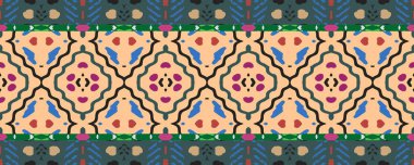 Ikat Seamless for Patchwork. Sky, Rose and Brown Dots with Black. Aquarelle Indonesian Threadbare textile. Rainbow Cloth Decor Design. Colorful Tie Dye ikat.