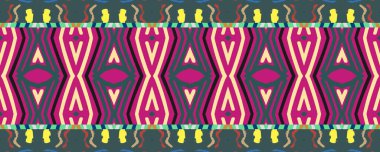 Ikat Seamless Wallpaper. Blue, Purple and Brown Dots with Charcoal. Aquarelle Indian Old Texture. Vintage Rug Decor Effect. Colorful Boho ikat.