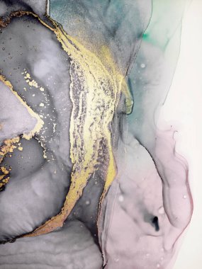 Black and Gold Alcohol Ink. Graphic Wash Drawing. Golden Spray. Isolated Paint. Alcohol Ink Texture. Ethereal Geode Gouache Print. Gold Divorces on Black.