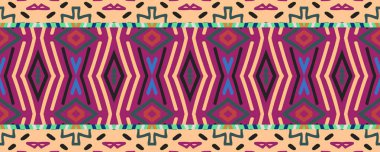 Ikat Seamless Pattern. Blue, Magenta and White Tones with Black. Aquarelle Japanese Effect. Traditional Shawl Decor Ethnic Embroidery. Colorful Ethnic ikat.