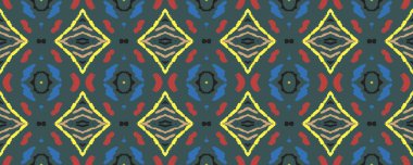 Ikat Seamless Wallpaper. Blue, Rose and White Blur with Charcoal. Aquarelle African Old Texture. Tribal Carpet Decor Ethnic Embroidery. Colorful Tie Dye ikat.