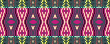 Ikat Seamless Picture. Sky, Rose and White color with Black. Wash Drawing Asian Motley Print. Art Cloth Decor Dyed batik. Colorful Bohemian ikat.