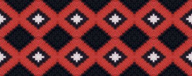 Seamless Volume Bandage Pattern. Russian Decorative Textile. Santa Claus Style Christmas Background. Fluffy Northern Knitted Pattern. Bright Scarf Texture.