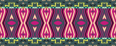 Ikat Seamless Strip picture. Indigo, Pink and Brown Strips with Black. Watercolor Asian Endless Fabric. Ethnic Carpet Decor Decoraton Style. Colorful Modern ikat.