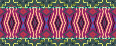 Ikat Seamless Strip picture. Blue, Purple and Brown Smudges with Gray. Aquarelle Indonesian Ethnic Embroidery. Bohemian Shawl Decor Grunge Texture. Colorful Traditional ikat.