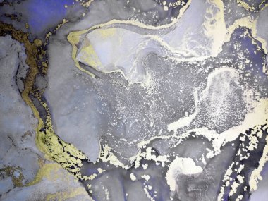 Black and Gold Alcohol Ink. 2020 Landscape Paint. Golden fluid. Colorful Texture. Design Aquarelle. Meteor Hand Drawn. Gold Divorces on Black.