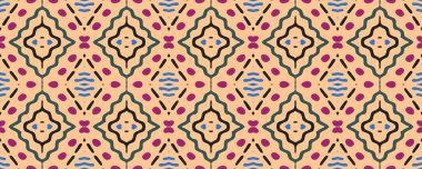 Ikat Seamless Picture. Sky, Magenta and Brown Blots with Gray. Watercolor Damask Decor. Tribal Scarf Decor Textile Decoration. Colorful Ethnic ikat.