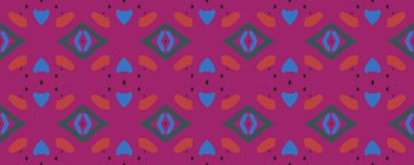 Ikat Seamless Pattern. Navy blue, Rose and White elements with Gray. Watercolor Asian Shabby paint. Boho Scarf Decor Ethnic Embroidery. Colorful Tribal ikat.