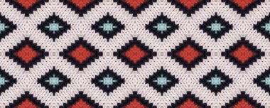 Kusursuz cilt örgü iğneleri süslemesi. Slav Etnik Filmi. Kaba örgü tarzı halk arkaplanı. Yumuşak Yerli Örgü Düzeni. Beyaz ve Gri halı dokusu.