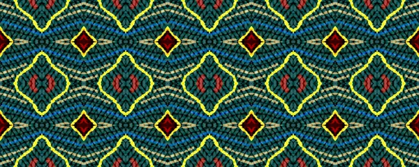 Ikat Seamless Picture Blue Scarlet White Blots Charcoal Aquarelle African — Stockfoto