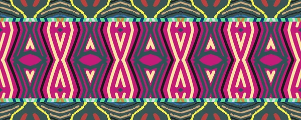 Ikat Seamless Background Blue Pink White Lines Black Wash Drawing — Foto de Stock
