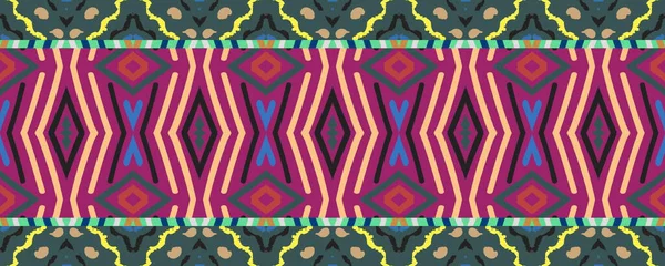 Ikat Seamless Pattern Блакитна Рожева Біла Плями Вугіллям Ацтекська Етнічна — стокове фото