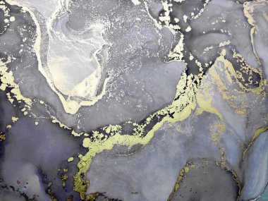 Black and Gold Alcohol Ink. Graphic Aquarelle blur. Art Paint. Golden Smudges. Artistic Colorful Texture. Liquid Aquarelle. Gold Divorces on Black.