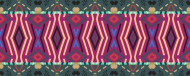 Ikat Seamless Pattern. Indigo, Scarlet and Brown elements with Charcoal. Aquarelle Indonesian Shabby paint. Graphic Shawl Decor Old Texture. Colorful Tie Dye ikat.