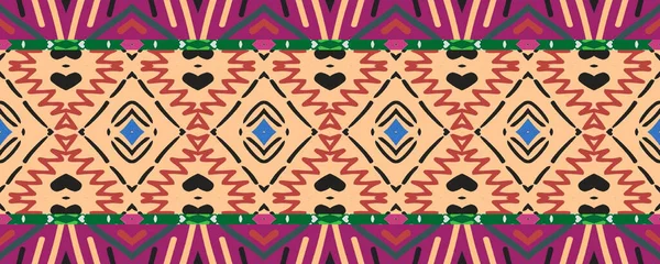 Ikat Seamless Patchwork Сині Червоно Білі Елементи Чорним Акварель Японська — стокове фото