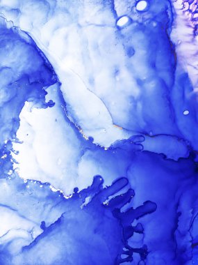 Alcohol Abstract. Water Transparent clouds wallpaper. Dark blue, White and Gold Spots. Aquamarine Drops Aquarelle paint. Ink Divorces. Alcohol Ink Stains. Alcohol Ink Art.
