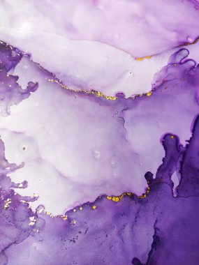 Mürekkep Yıkama Pastası. Aquamarine Spots el boyası. Su mavisi, beyaz ve altın lekeli. Okyanus dalgaları. Mürekkep döküldü. Alkol Mürekkebi. Alkol Çizimi.